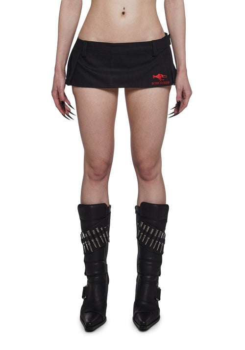 Born To Ride Pleated Ultra Mini Skirt – Black