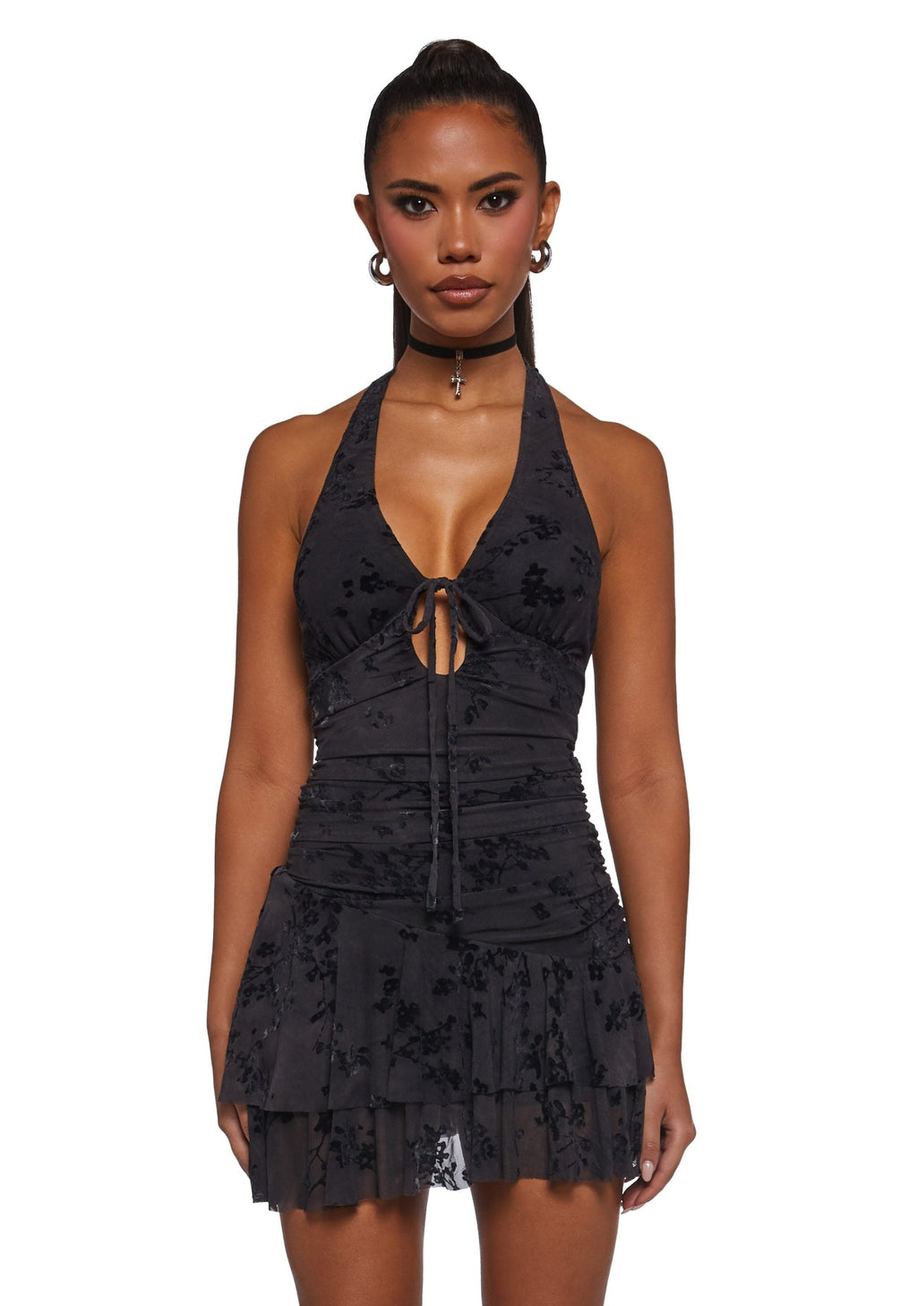 New Reign Halter Dress – Black