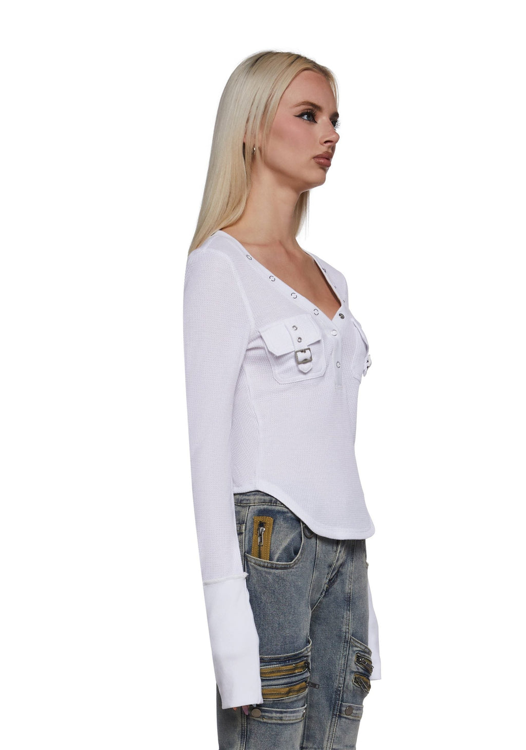 Brianna Long Sleeve Top – White