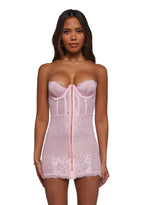 Captivating Gazes Slip Dress – Pink Lace