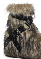 Low Wild Instincts Faux Fur Combat Boots – Off White