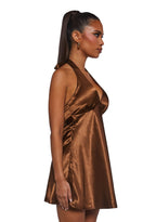 House Party Halter Dress – Brown