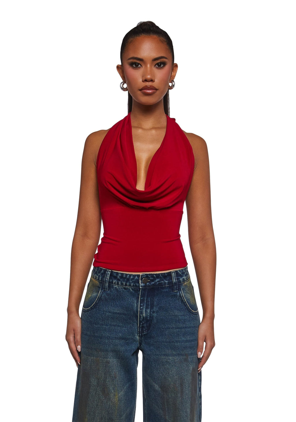 Unstoppable Cowl Neck Top – Red