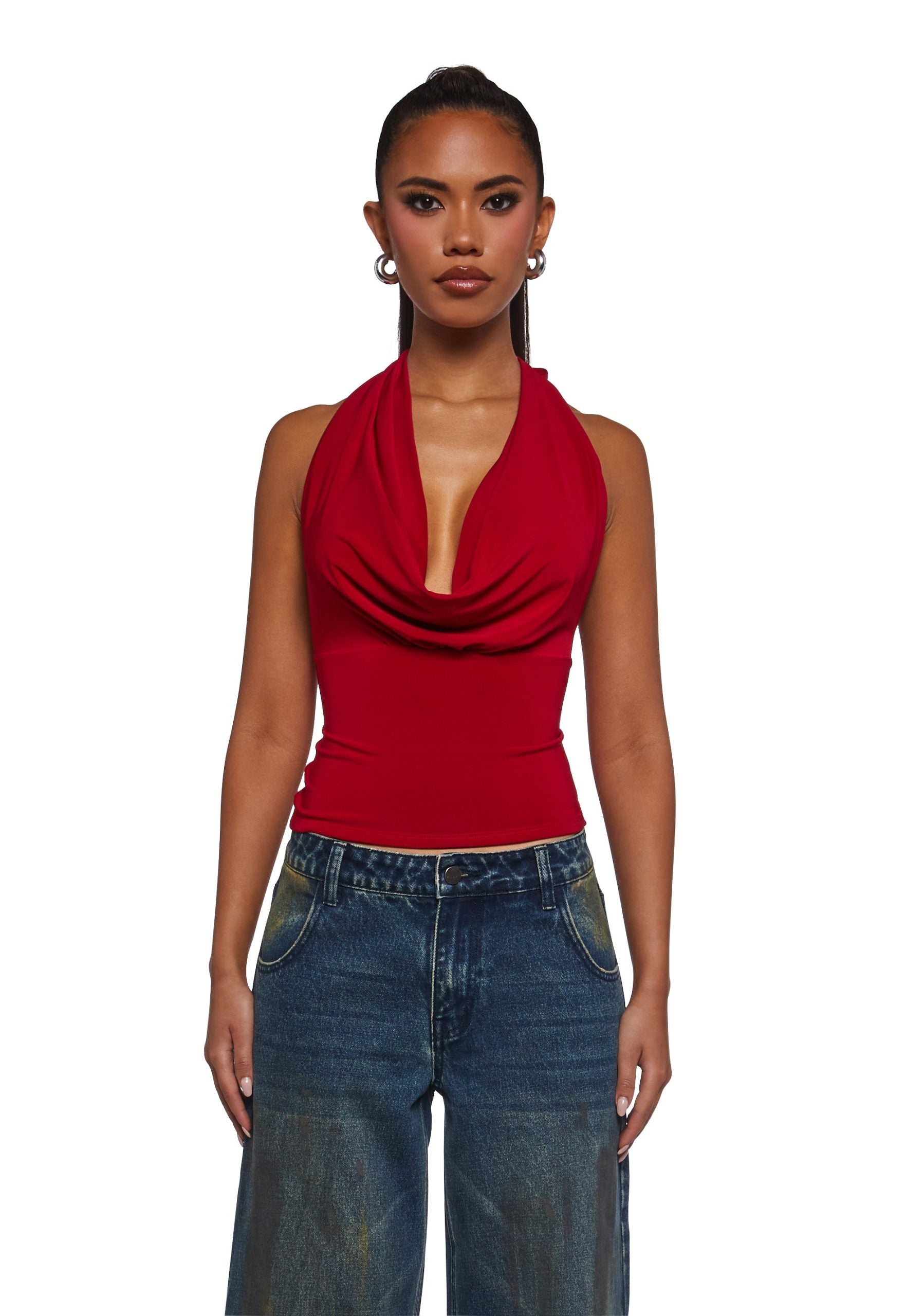 Unstoppable Cowl Neck Top – Red