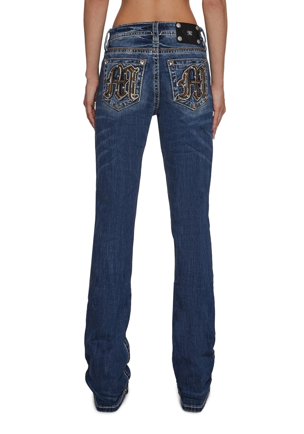 34″ Mid Rise Washed Boot Cut Jeans