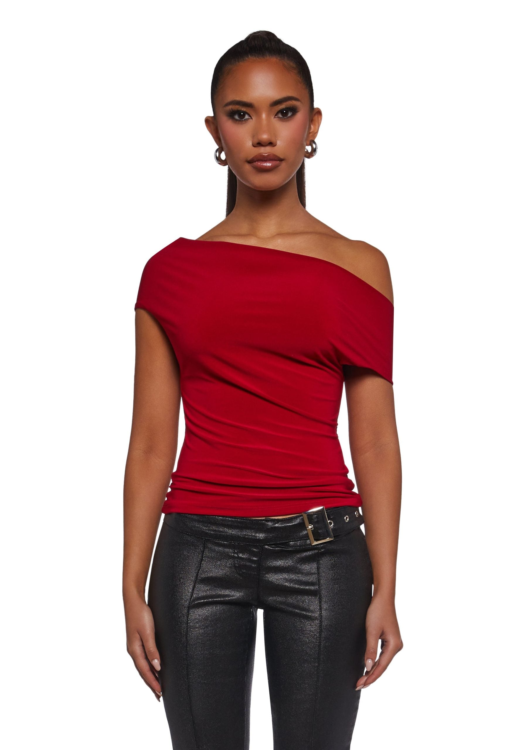 Mega Star Off The Shoulder Top – Red