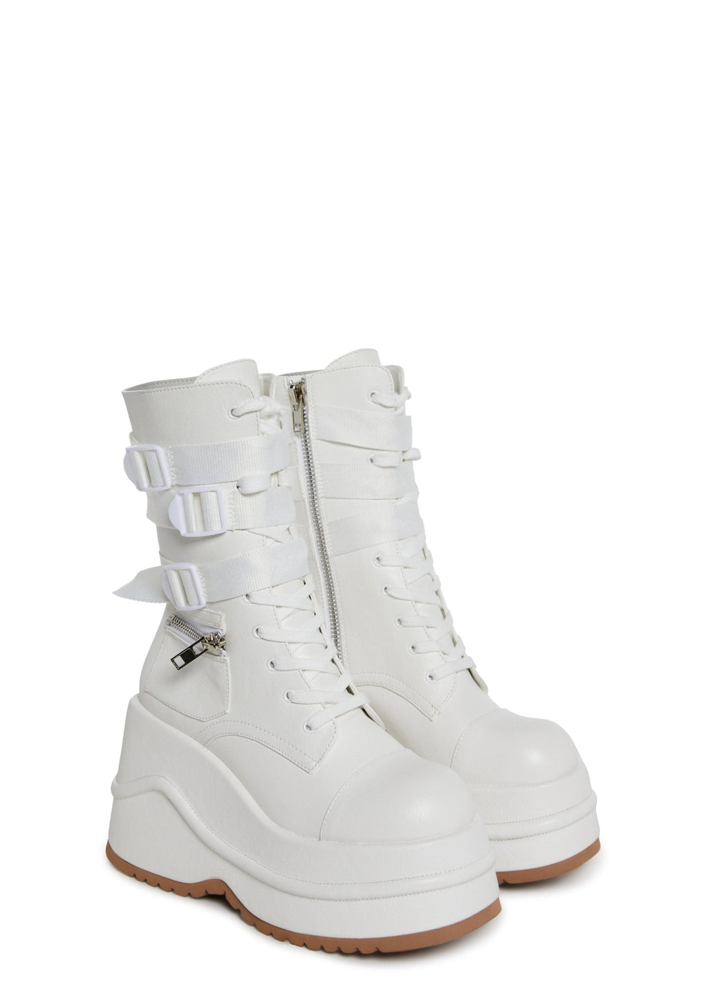 Mad Hustle Wedge Platform Boots – White