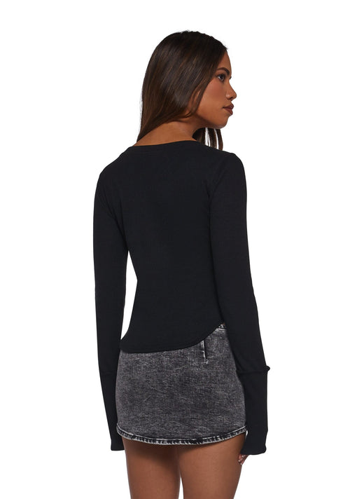 Brianna Long Sleeve Top – Black