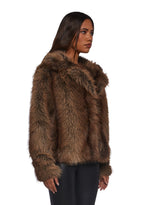 Melora Faux Fur Coat – Brown