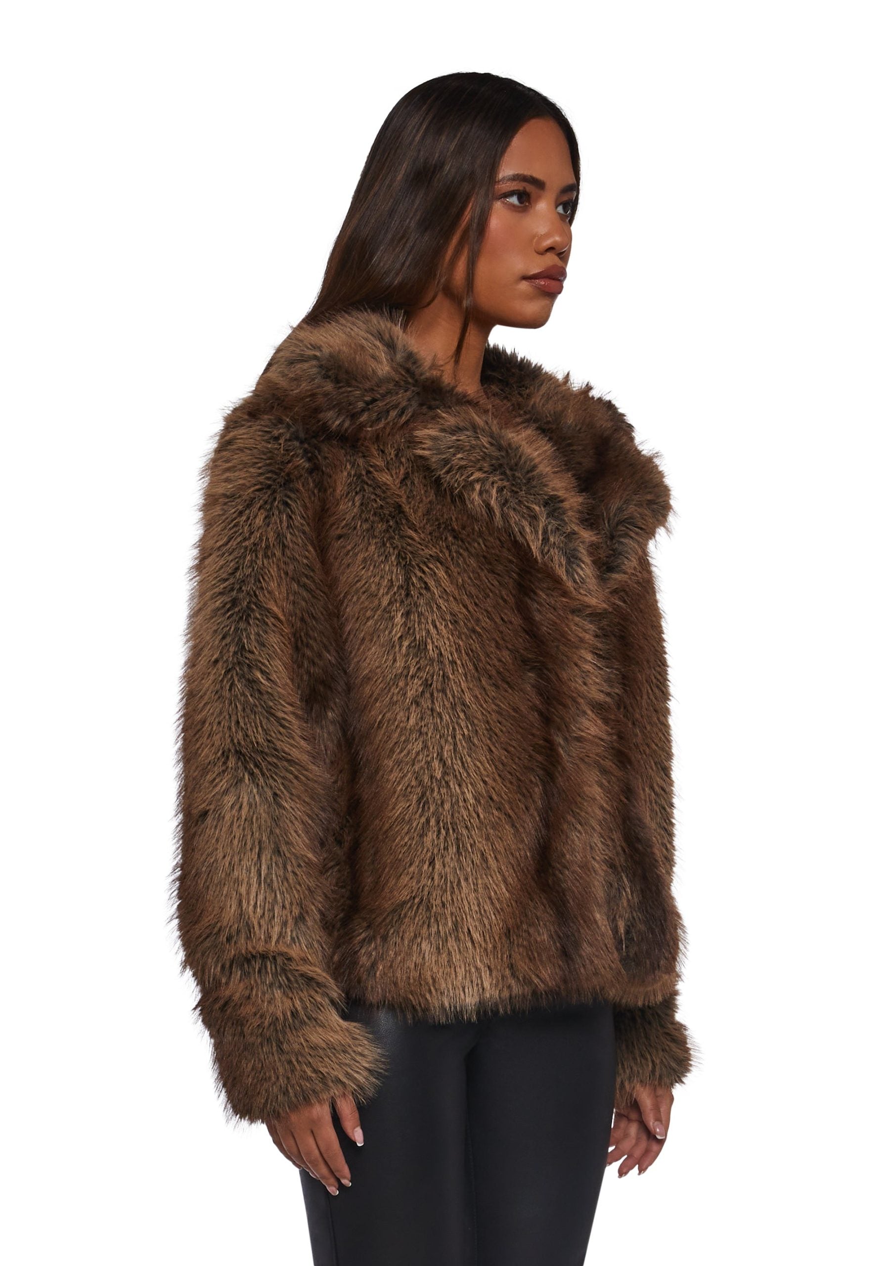 Melora Faux Fur Coat – Brown