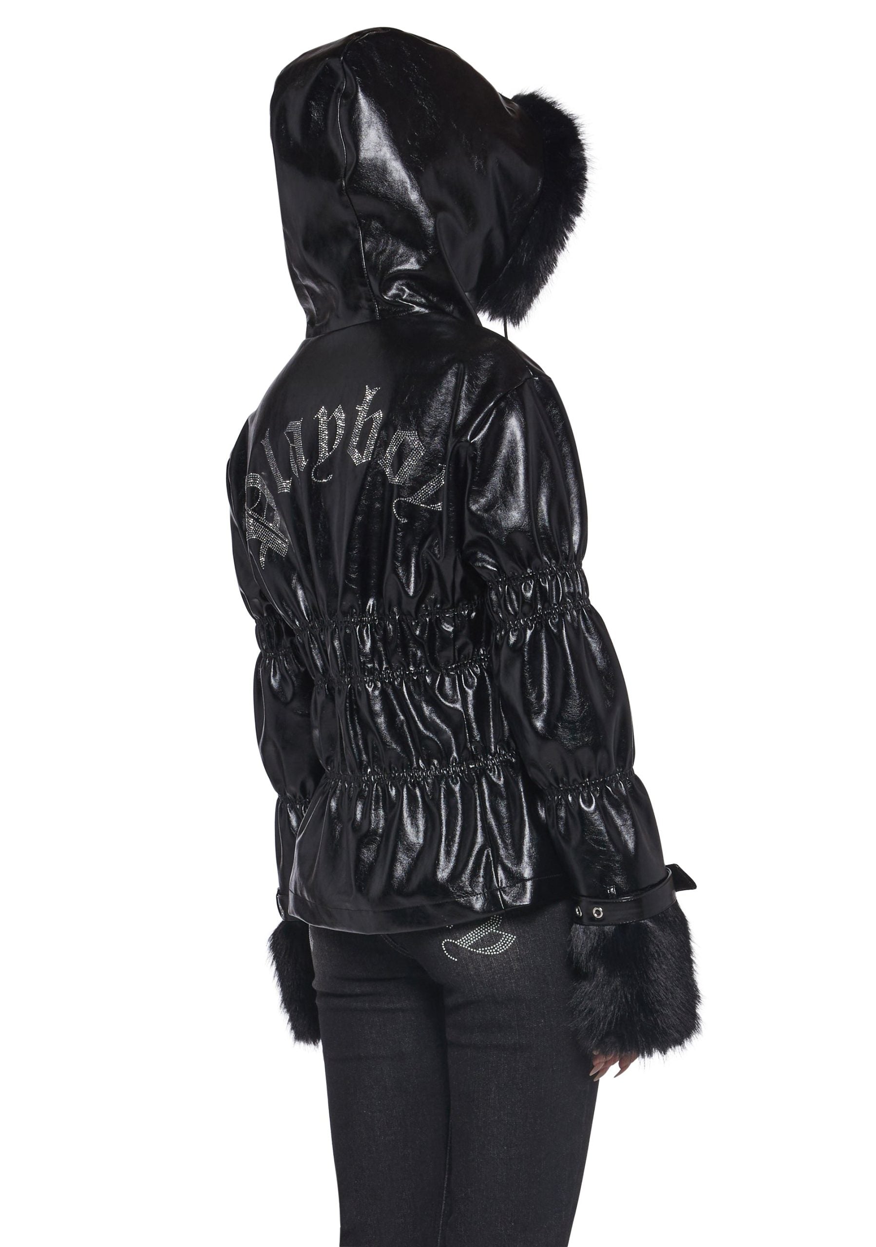 Puffer Jacket With Faux Fur Trim