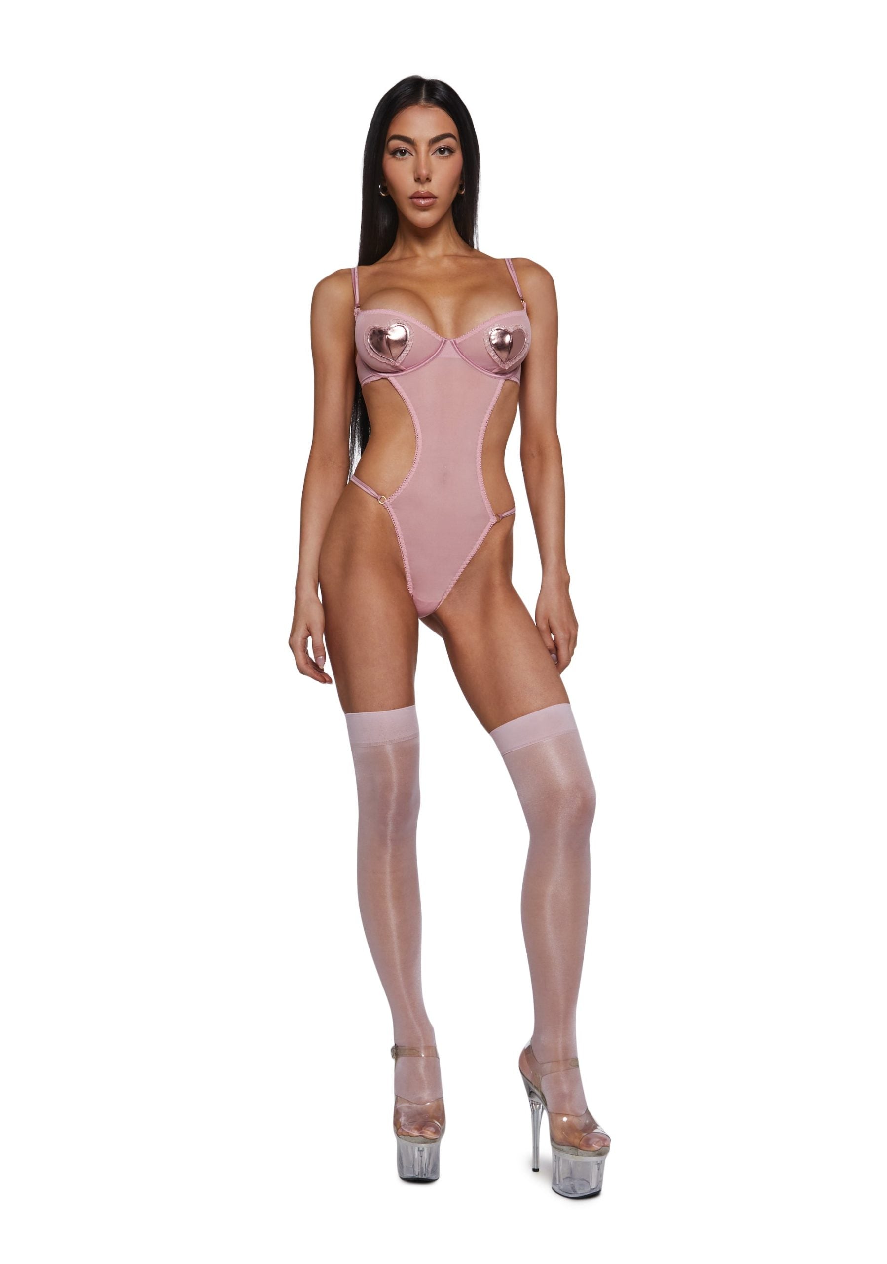 Heart Of Metals Mesh Teddy – Pink
