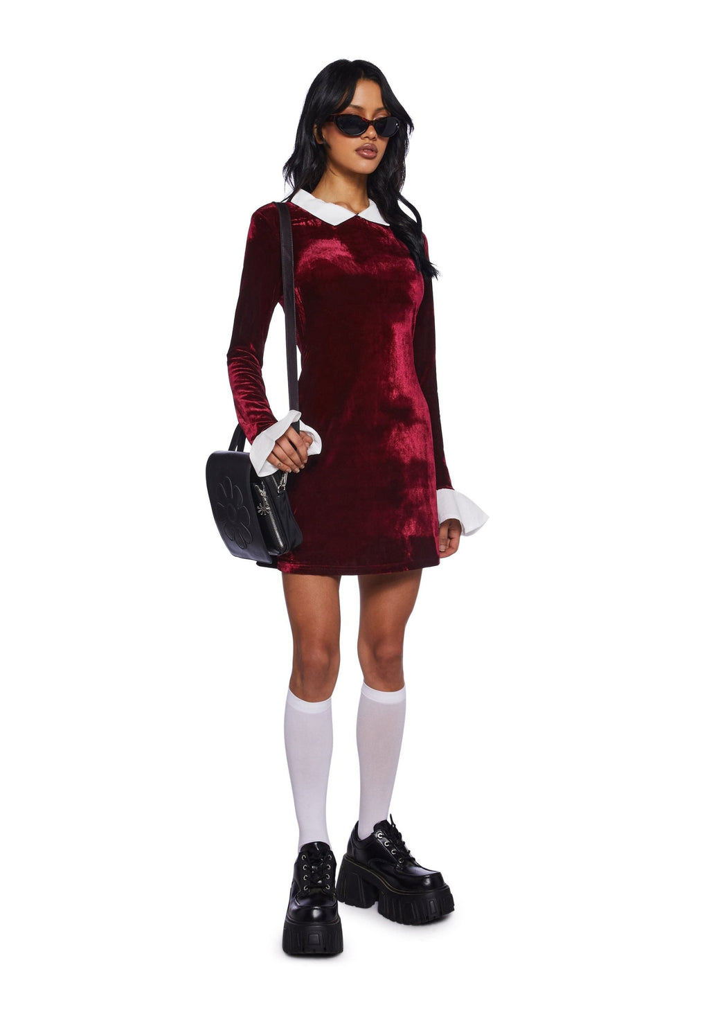 Macchiato Sessions Velvet Dress – Red