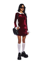 Macchiato Sessions Velvet Dress – Red