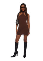 Latest Nightspot Halter Dress – Brown