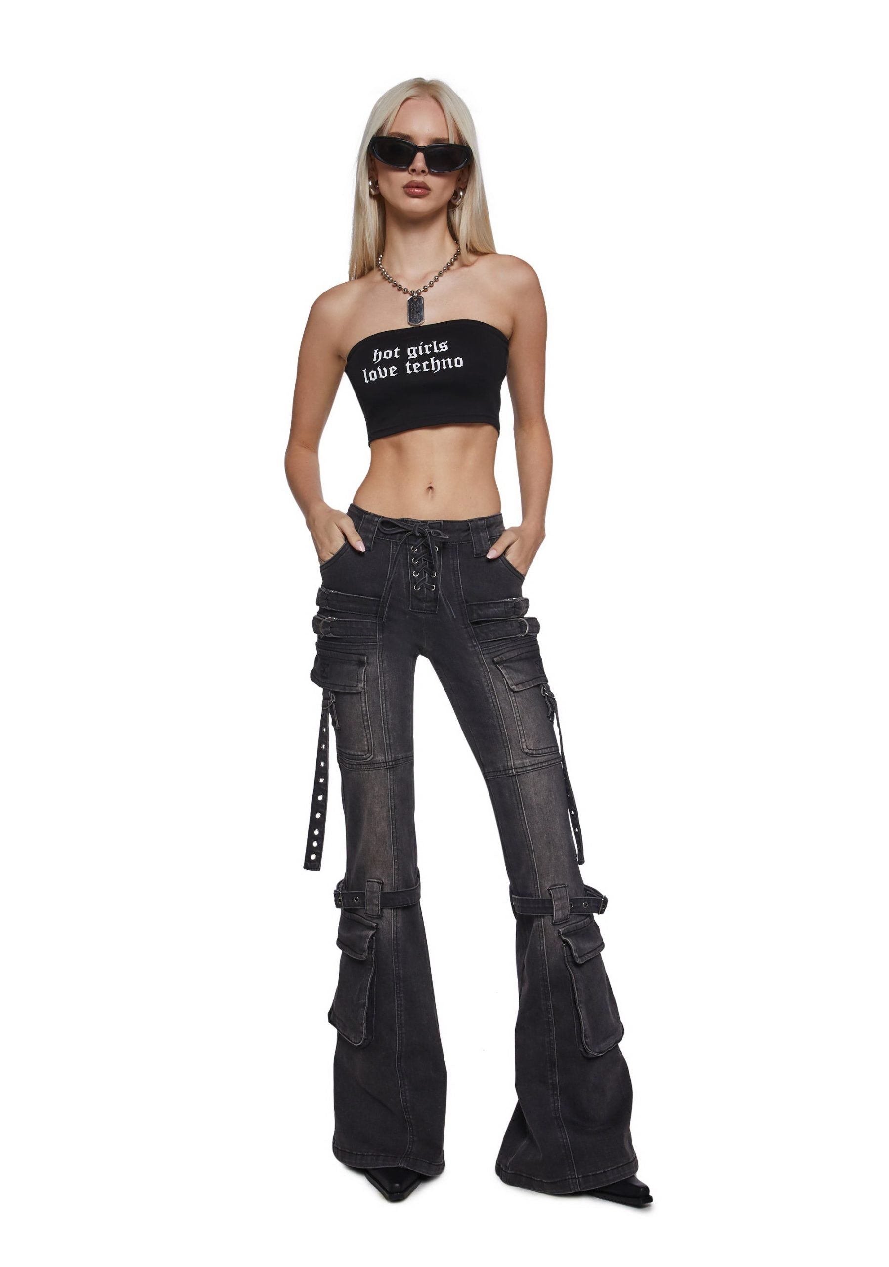 Level Up Cargo Fitted Jeans – Black
