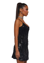 Over The Moon Sequin Dress – Black