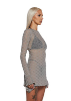 Techno Novelty Mesh Dress – Grey