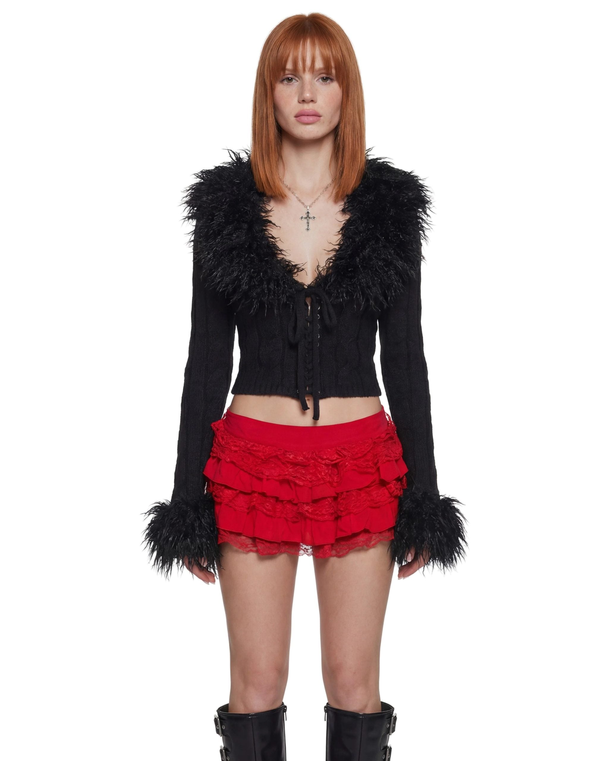 Darling Affection Ruffled Mini Skort – Red