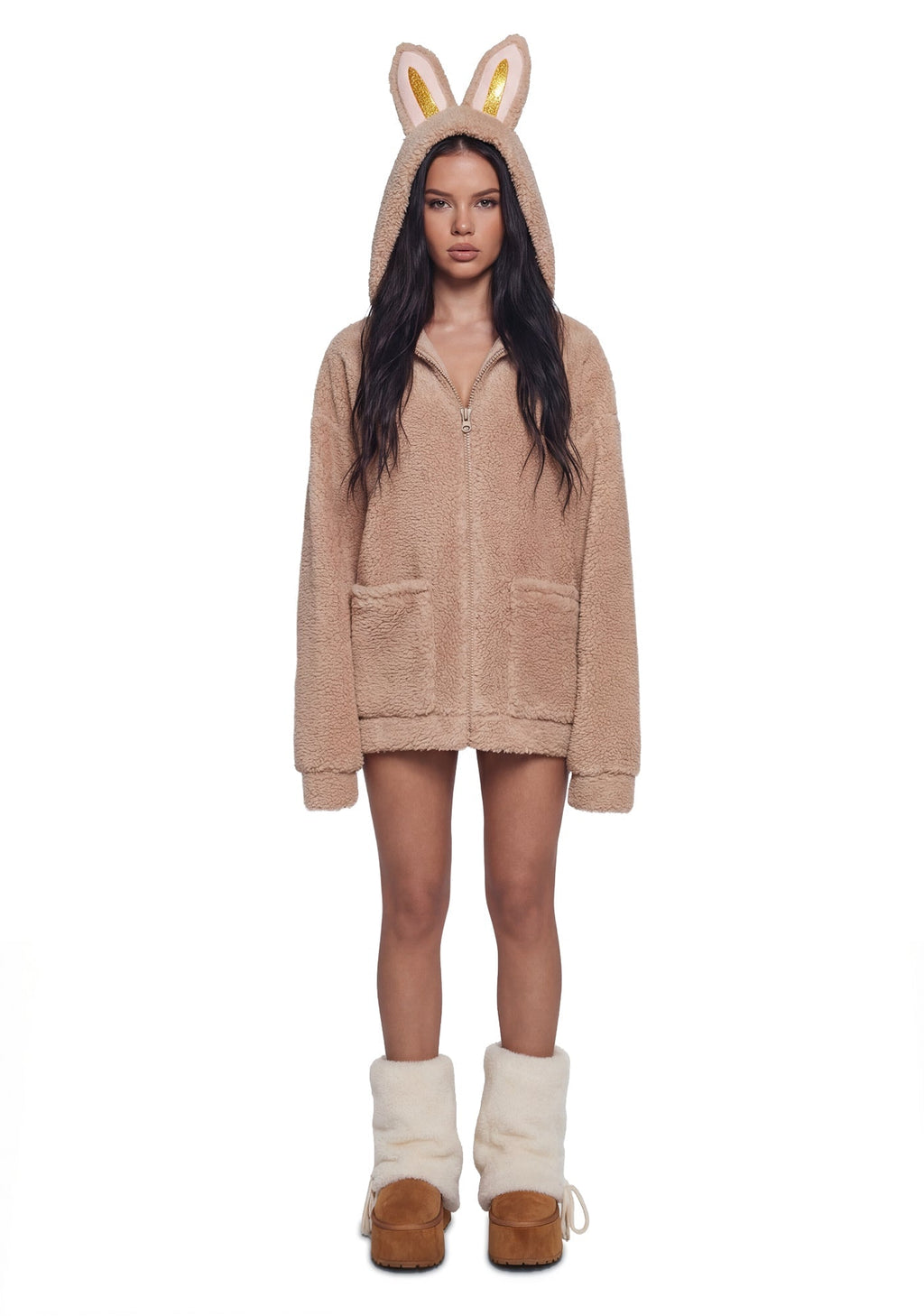 Labubu Sherpa Jacket – Beige