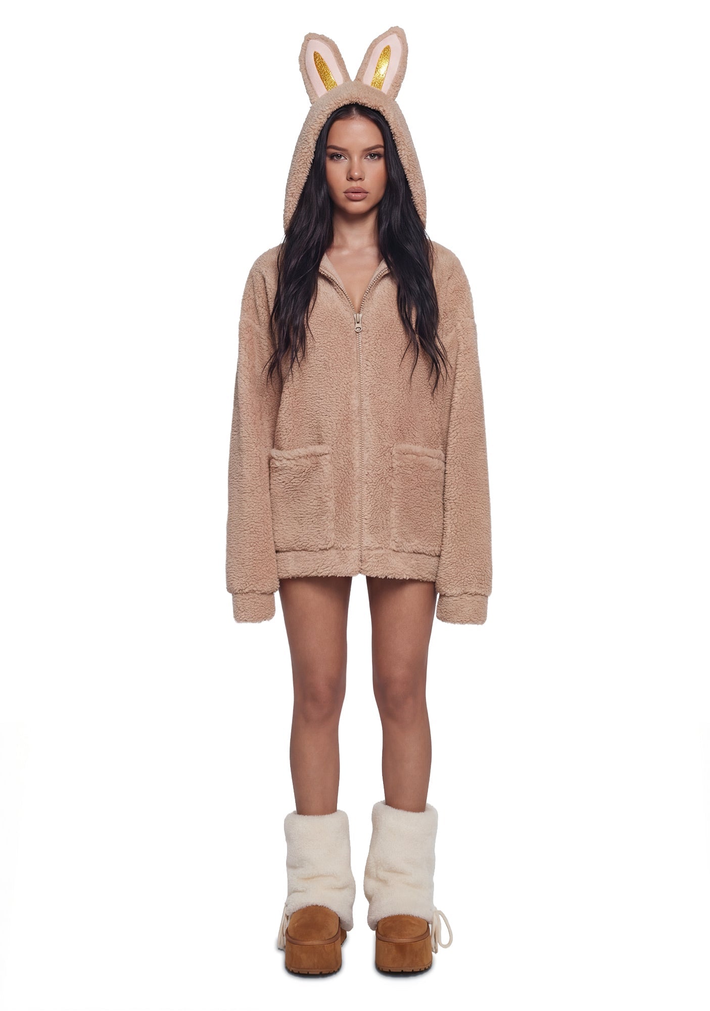 Labubu Sherpa Jacket – Beige