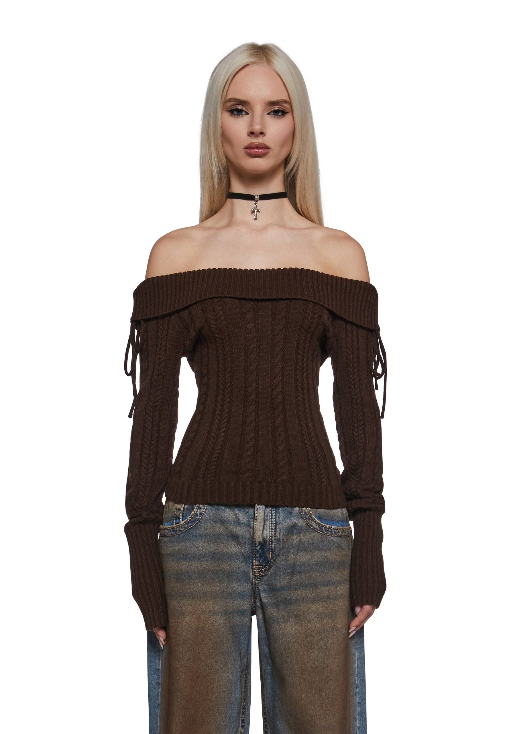 Deep Thoughts Long Sleeve Top – Brown