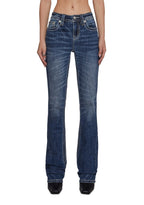 34″ Mid Rise Washed Boot Cut Jeans