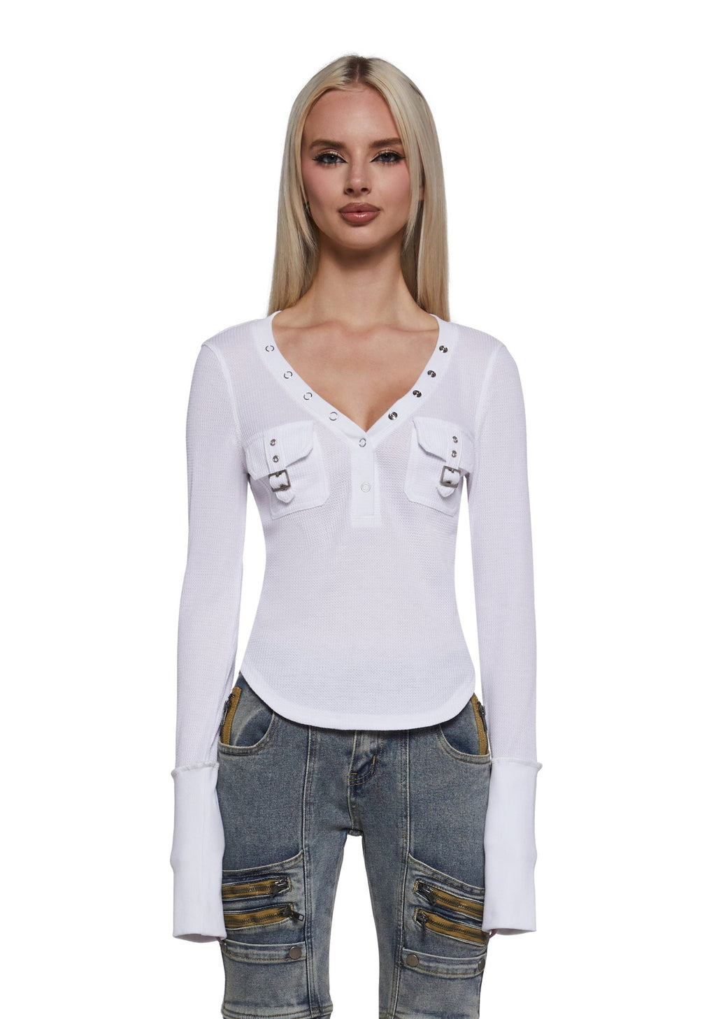 Brianna Long Sleeve Top – White