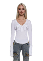 Brianna Long Sleeve Top – White
