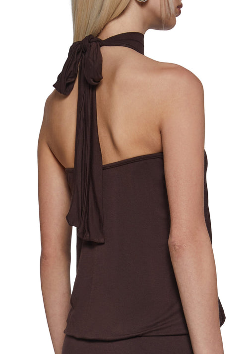 Club Moves Halter Dress – Brown