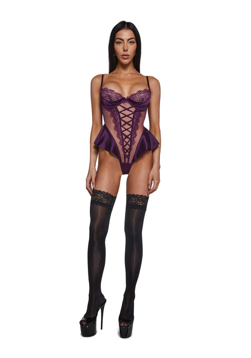 Cheri Amore Lace Teddy – Purple