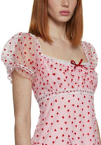 Romantic Words Babydoll Dress – Pink