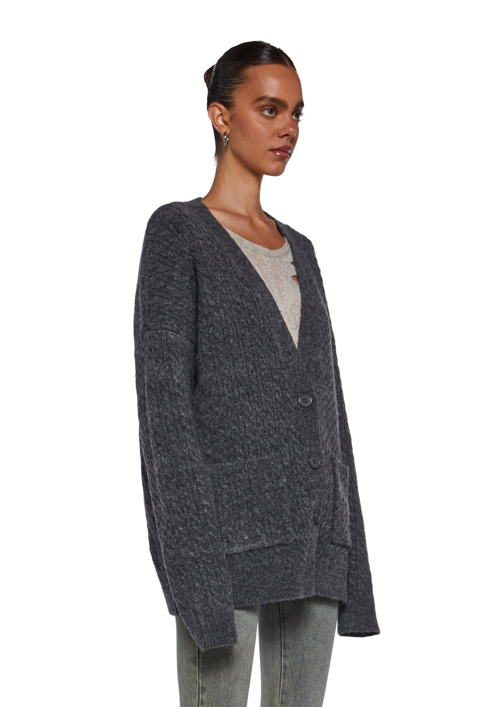 Rooftop Escape Knit Cardigan – Gray