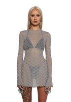 Techno Novelty Mesh Dress – Grey
