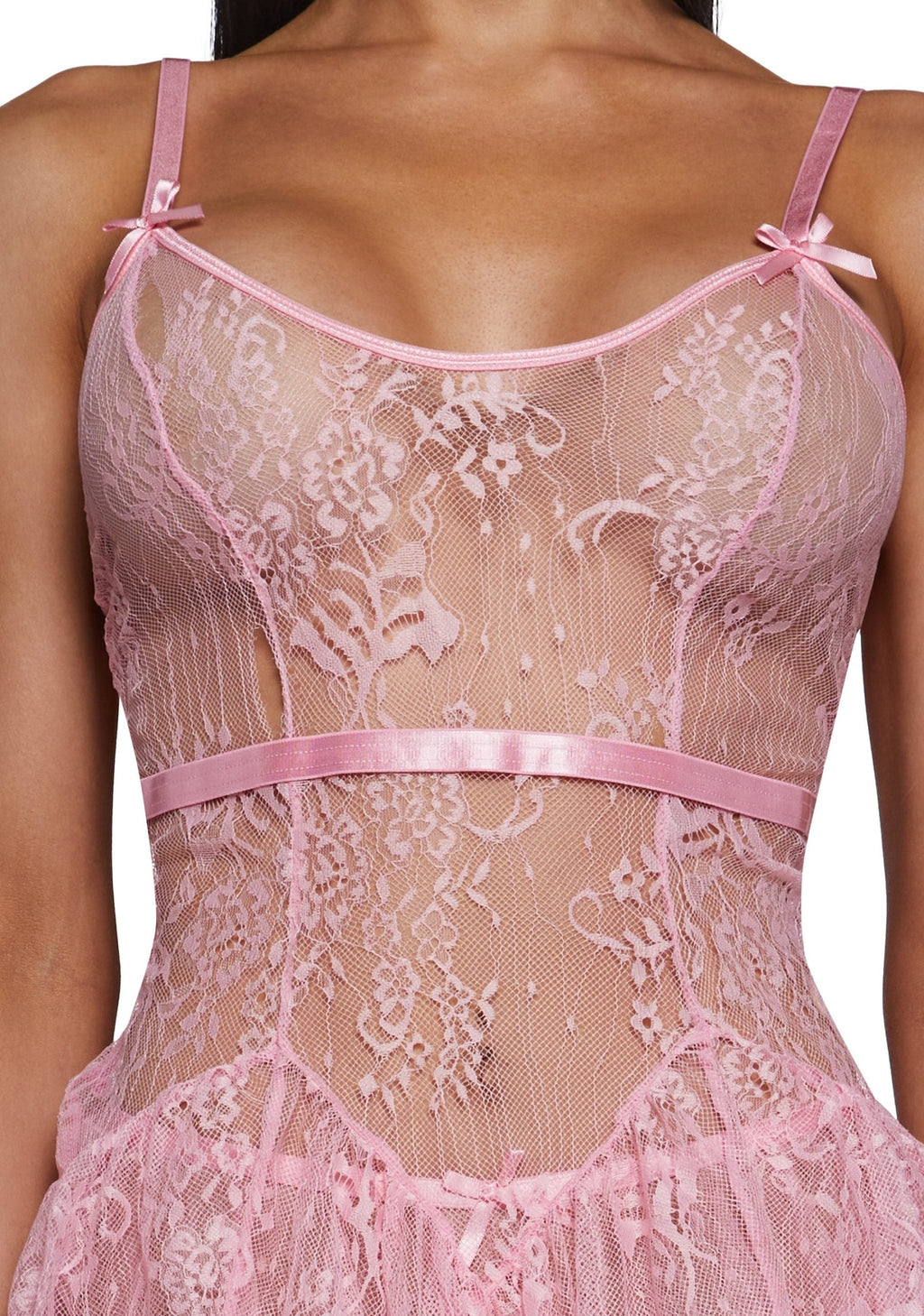Midnight Kiss Lace Babydoll – Pink
