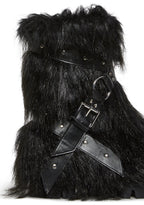Low Wild Instincts Faux Fur Combat Boots – Black
