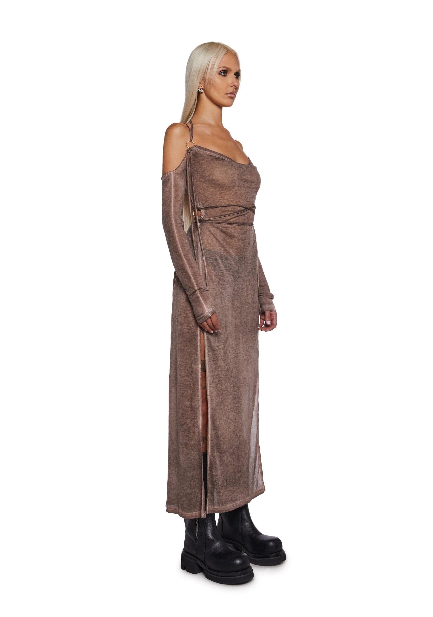 Downbeat Hooded Maxi Dress – Brown
