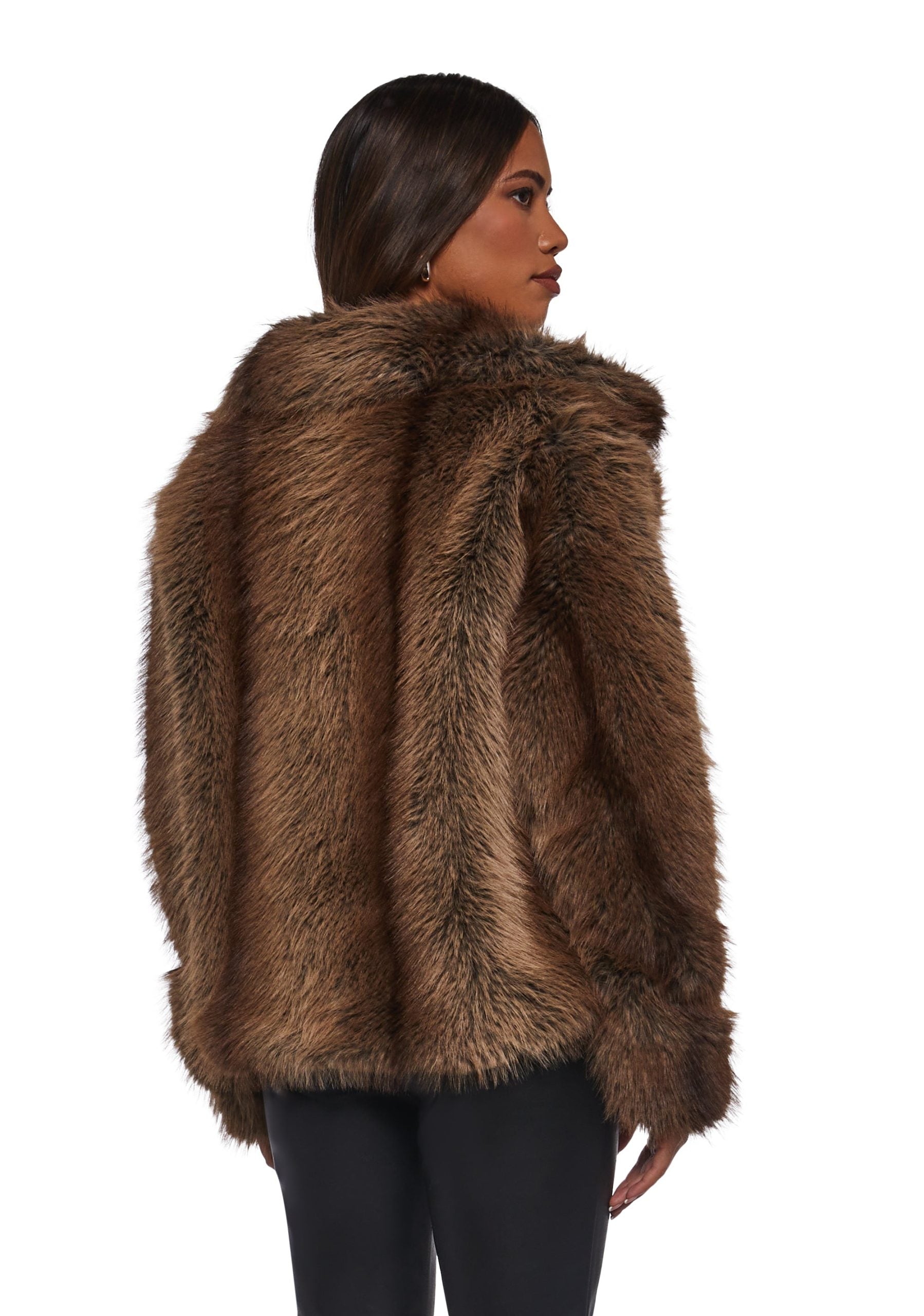 Melora Faux Fur Coat – Brown