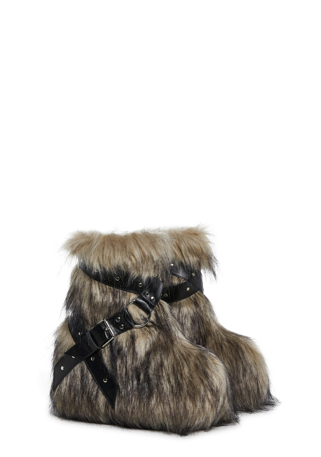 Low Wild Instincts Faux Fur Combat Boots – Off White