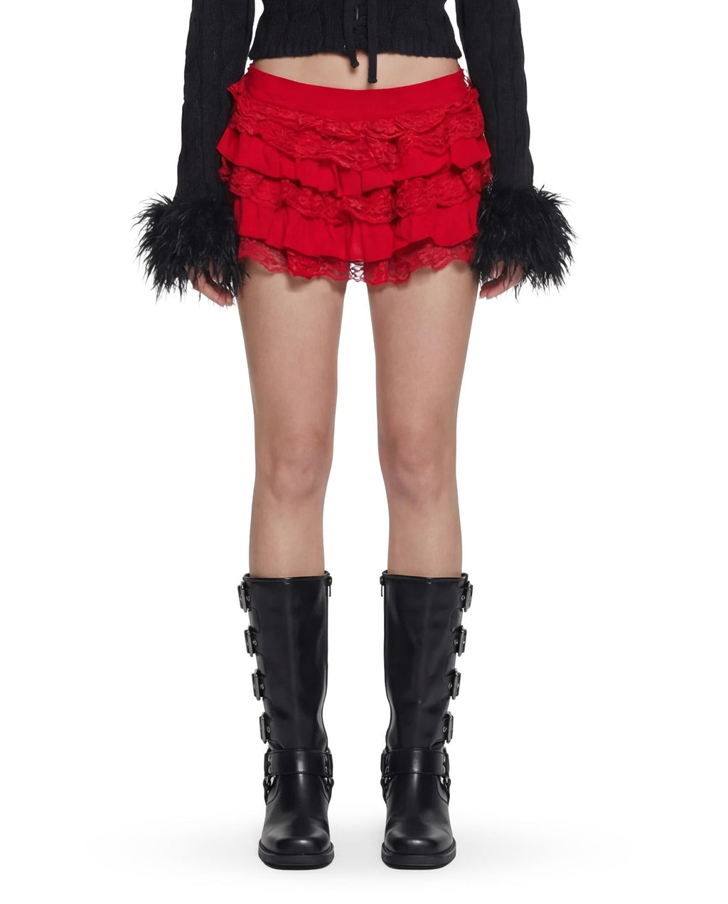 Darling Affection Ruffled Mini Skort – Red