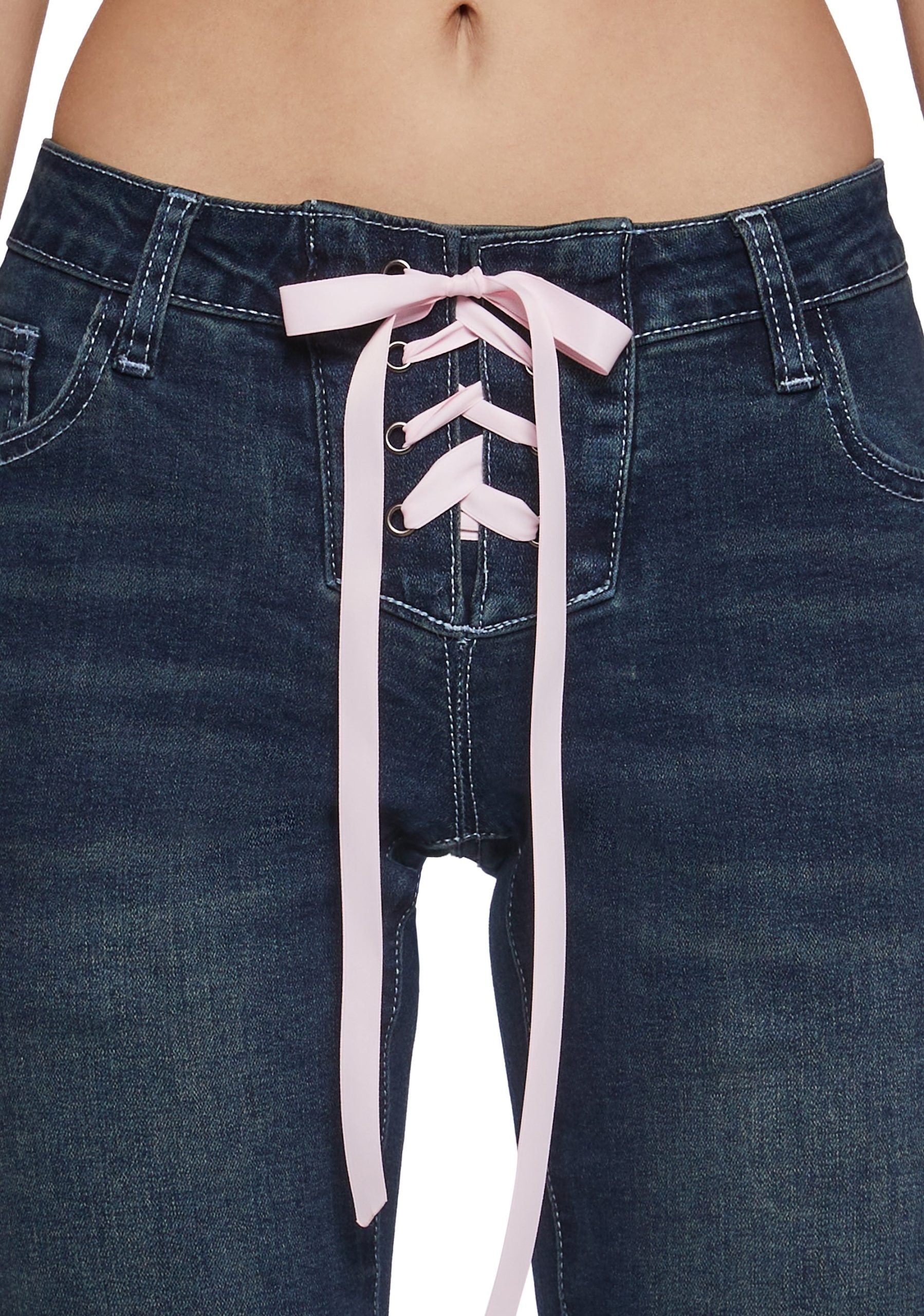Talia Low Rise Jeans – Lace Up