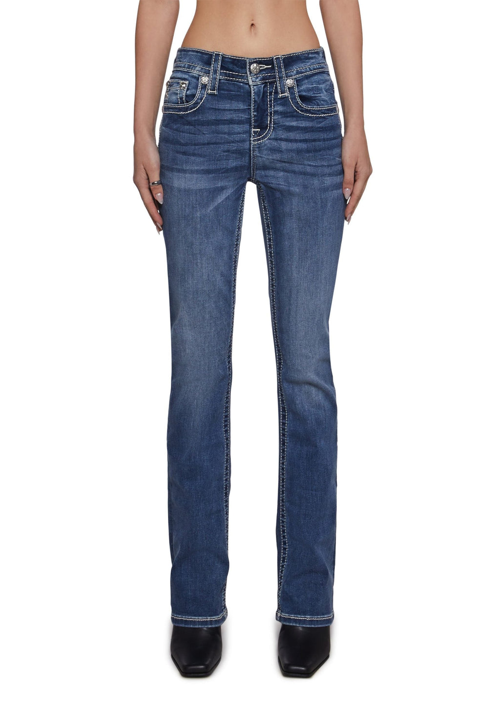 32″ Mid Rise Boot Cut Jeans