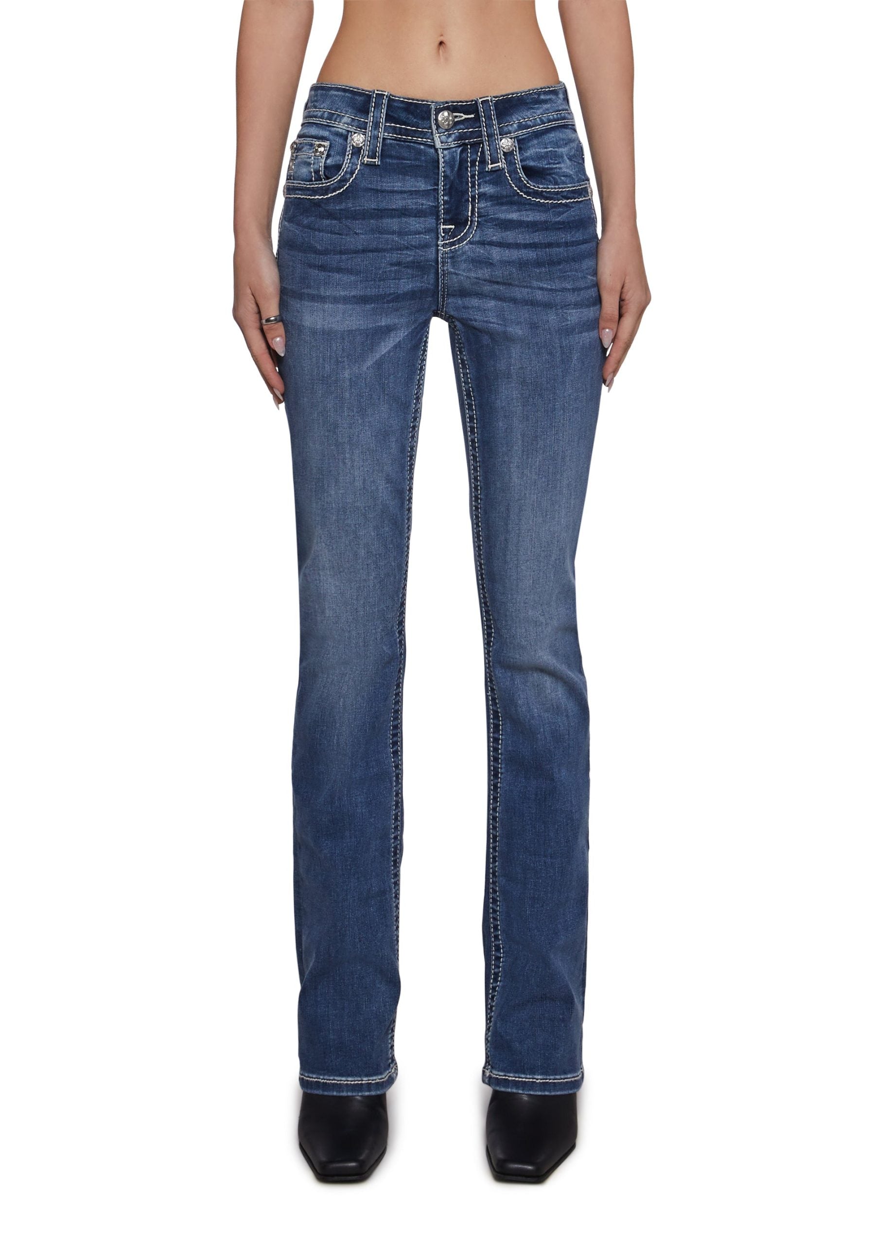32″ Mid Rise Boot Cut Jeans