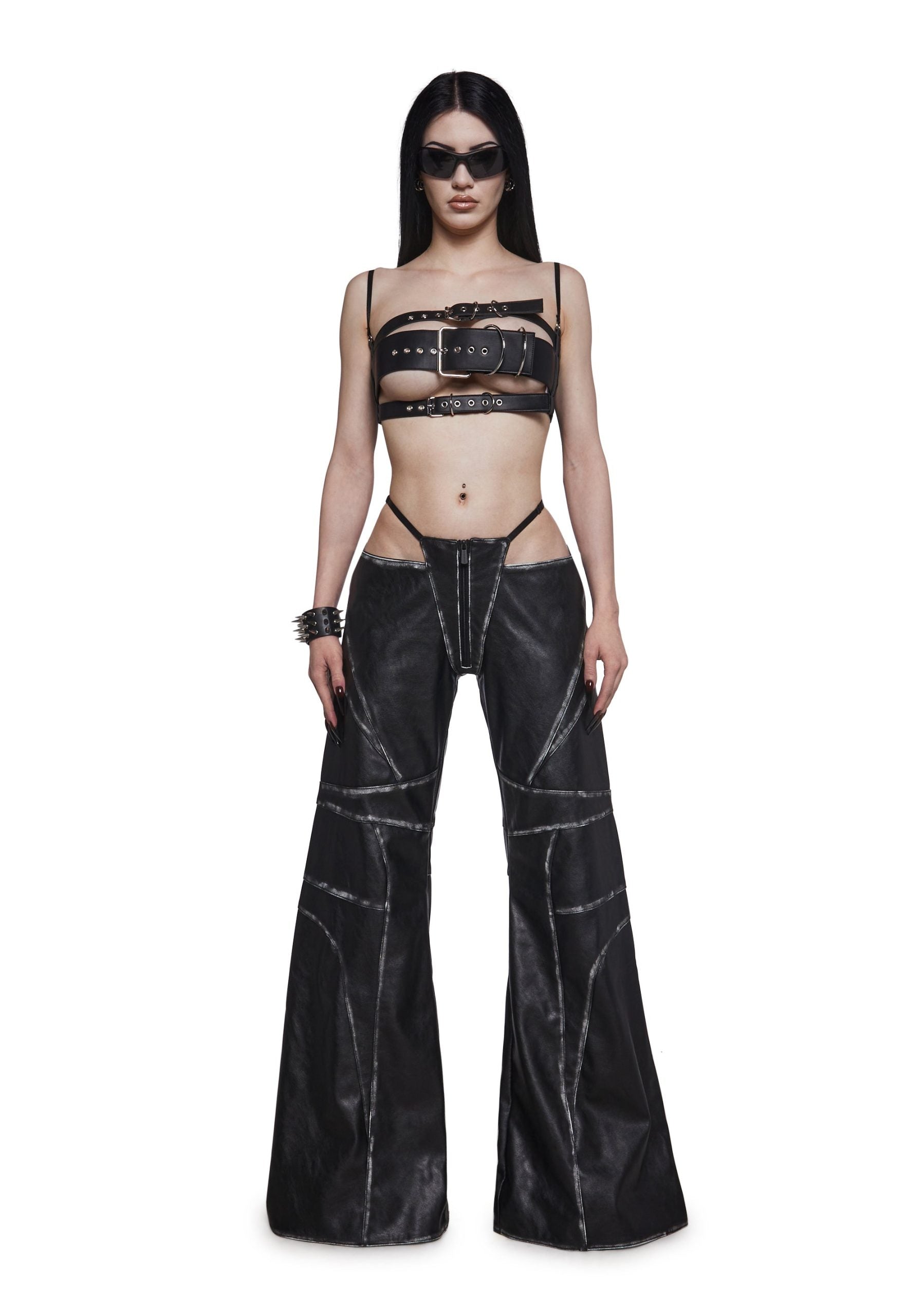 Oversize Thong Pants Black Washed