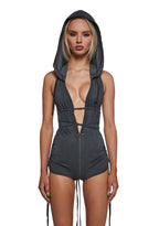 Downbeat Hooded Romper – Black