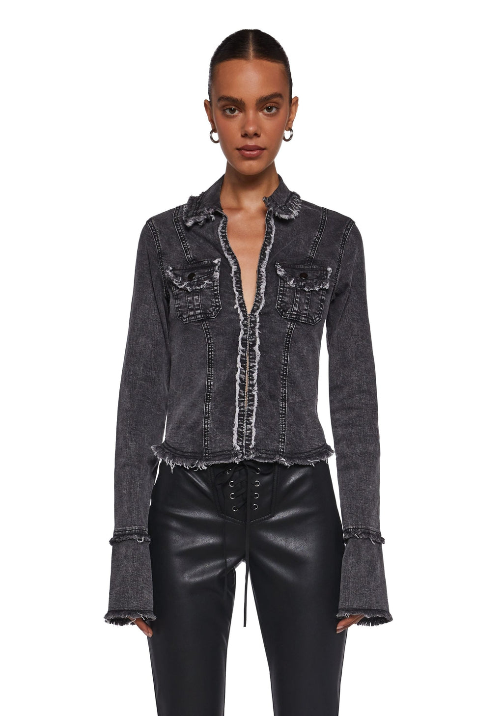 Ferris Wheel Date Denim Top – Black