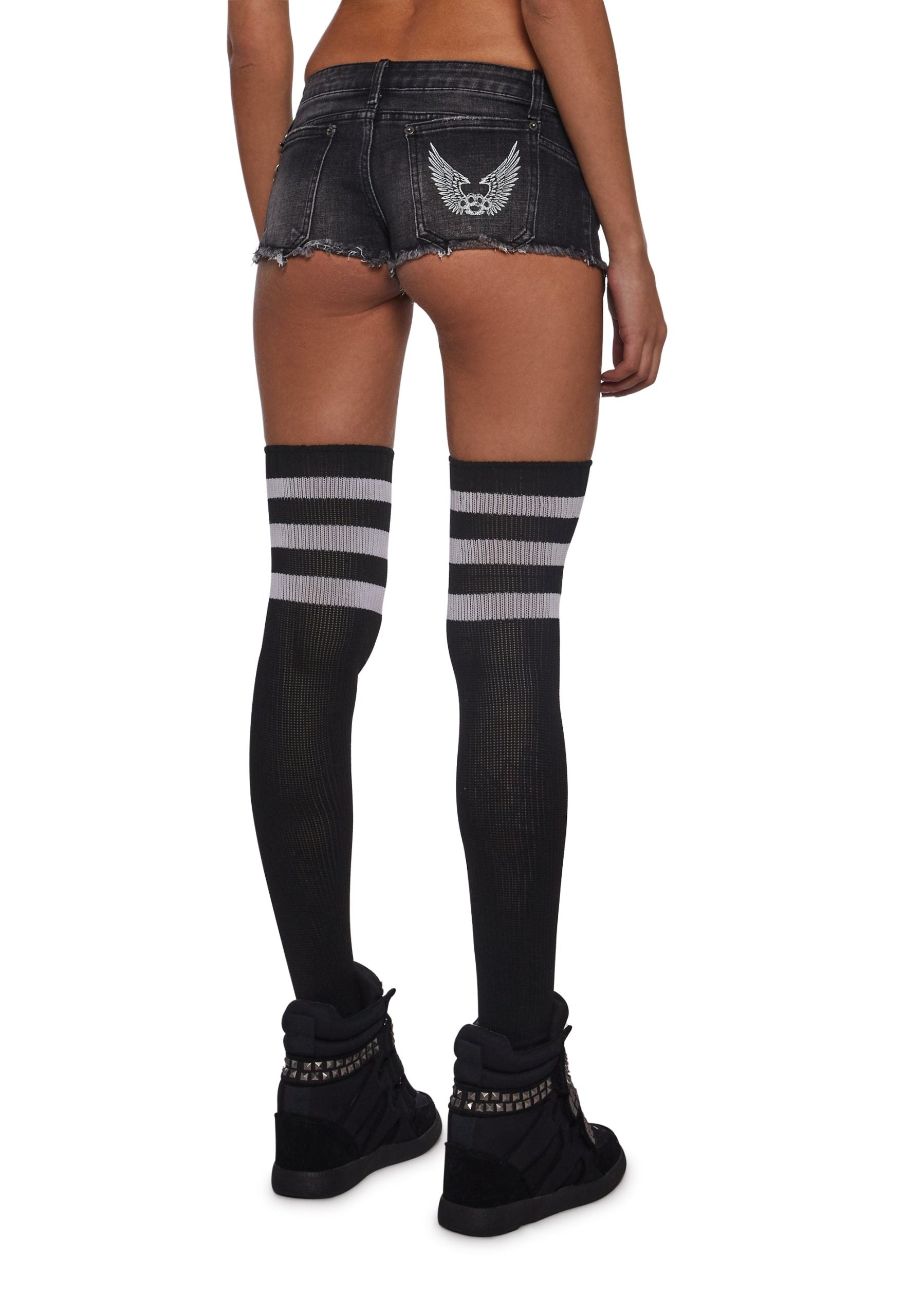 Ciska Brass Knuckle Denim Micro Shorts