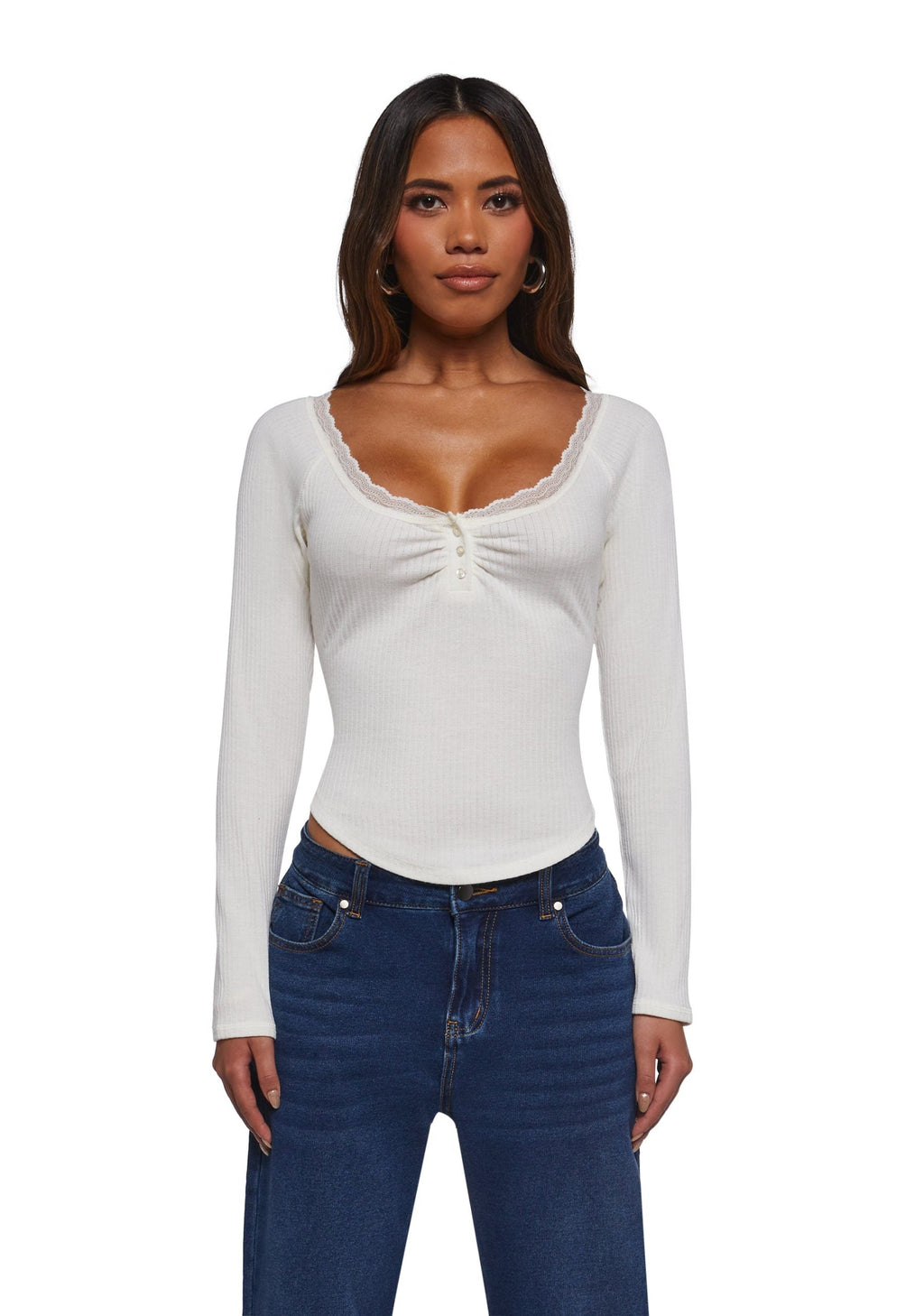Text Me Long Sleeve Top – Ivory