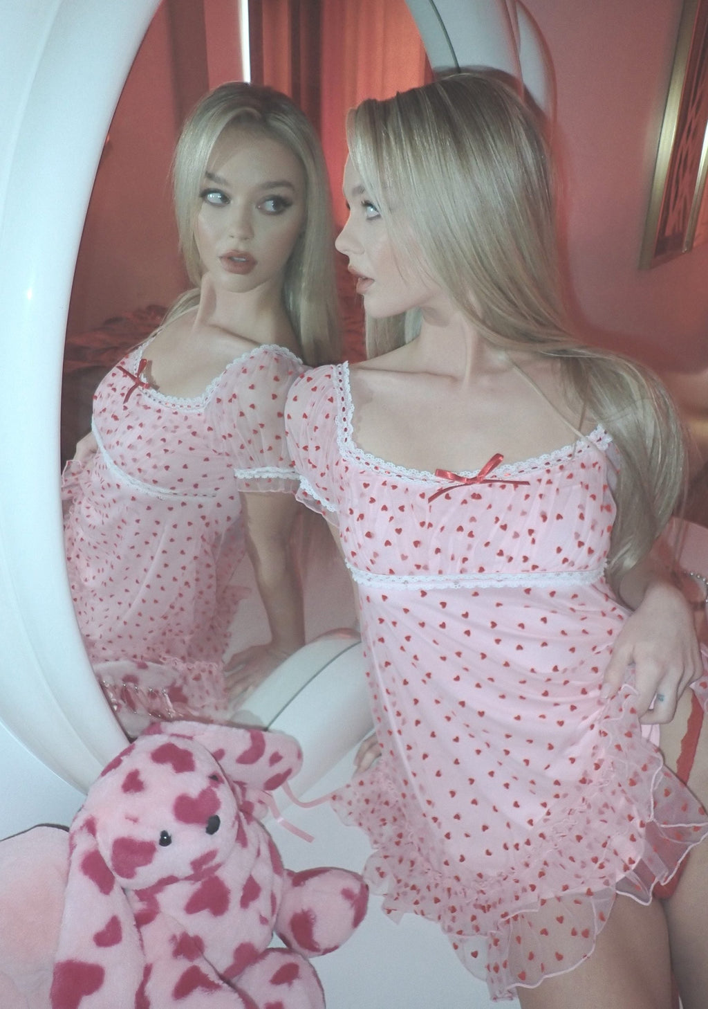 Romantic Words Babydoll Dress – Pink
