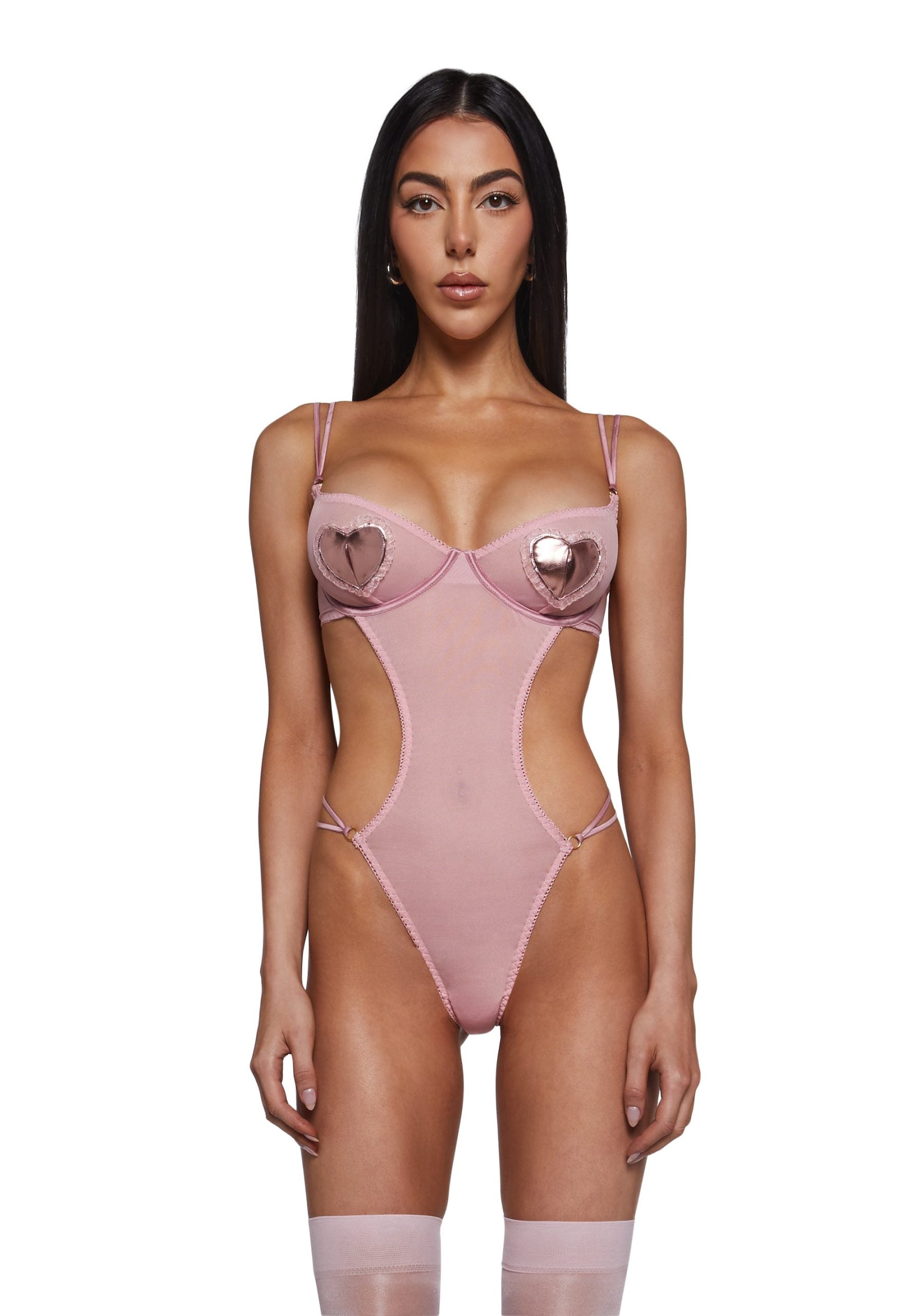 Heart Of Metals Mesh Teddy – Pink